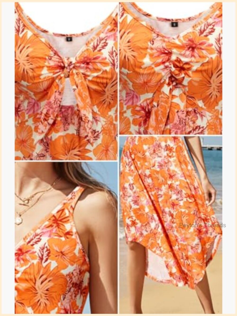 Sleeveless Tie Front Maxi Dress with Floral Print V-Neck - Picture 4 of 7